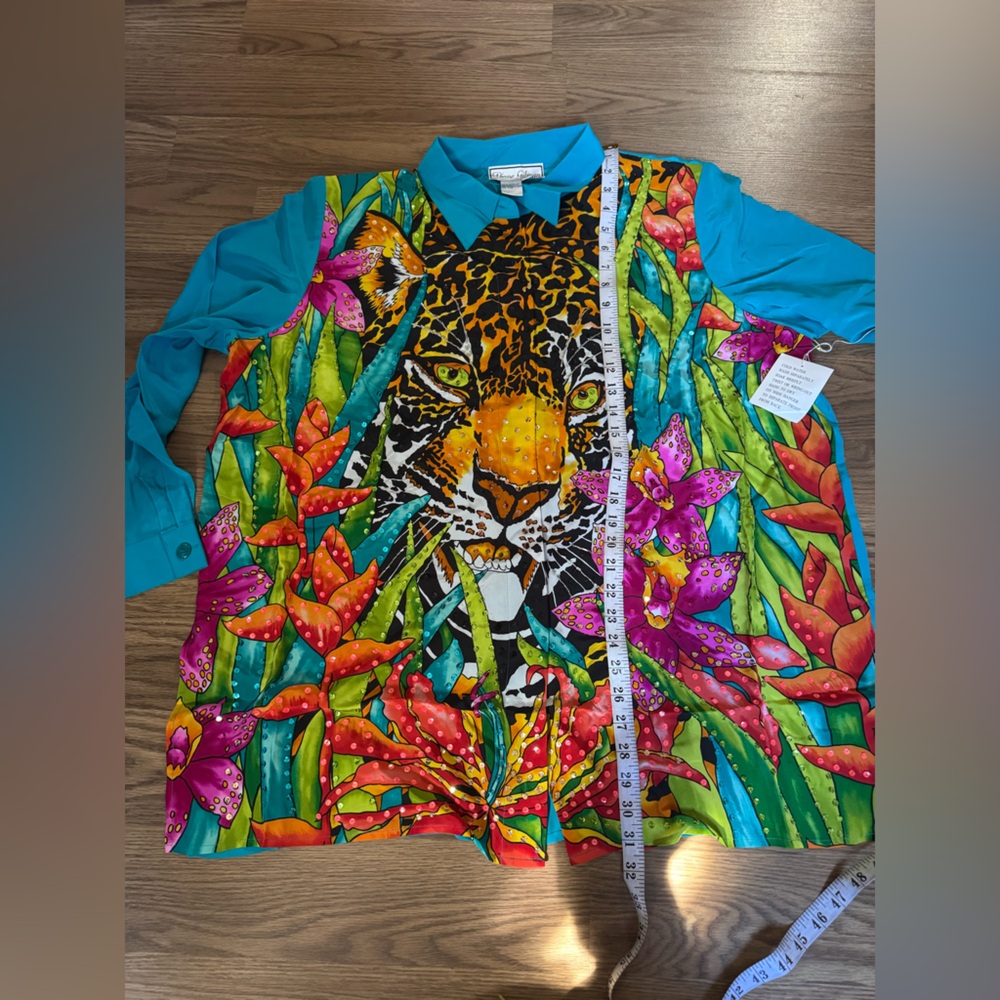 Diane Gilman Turquoise Silk Blouse - Picture 3 of 8